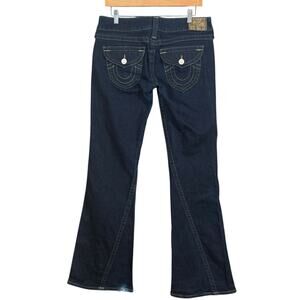 True Religion Joey Flare Jeans 31 Dark Wash Flap Pocket Y2K Low Rise